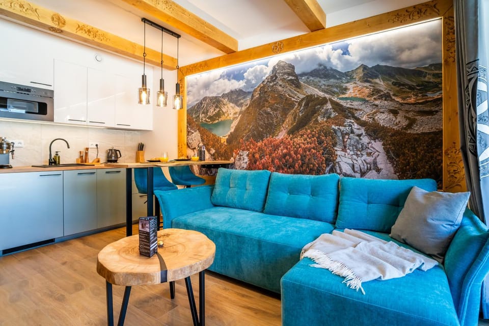 Kitchen or kitchenette, Living room, Seating area