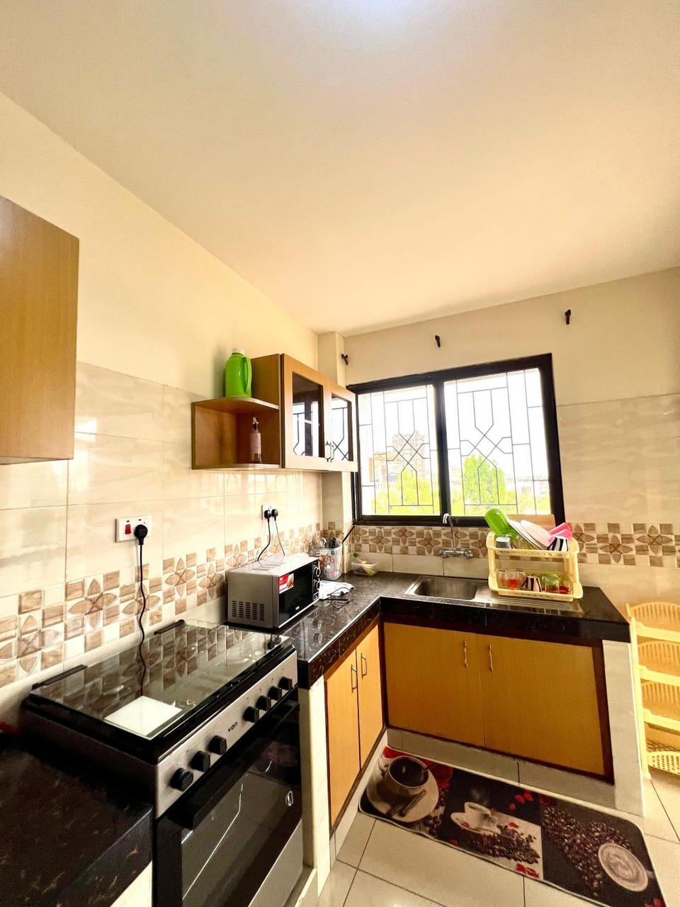 Kitchen or kitchenette, stove