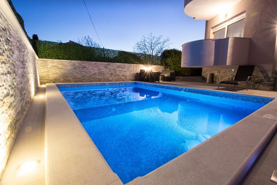 Night, Swimming pool, Sunset