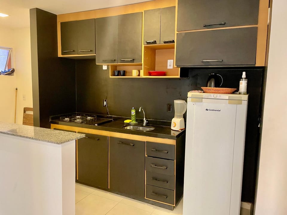 Kitchen or kitchenette, minibar, stove