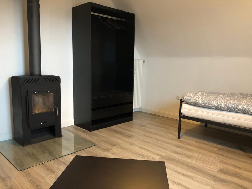 Bed, Photo of the whole room, Bedroom, fireplace, wardrobe
