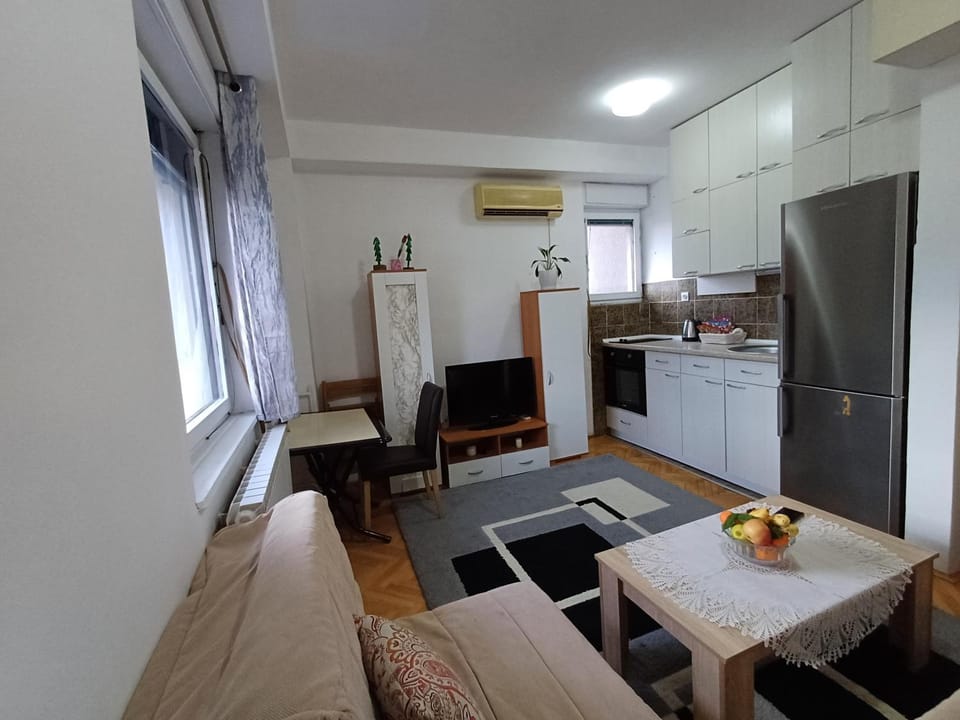 Kitchen or kitchenette, Living room, Dining area, stove, air conditioner
