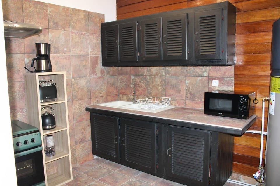Kitchen or kitchenette, oven, stove, toaster
