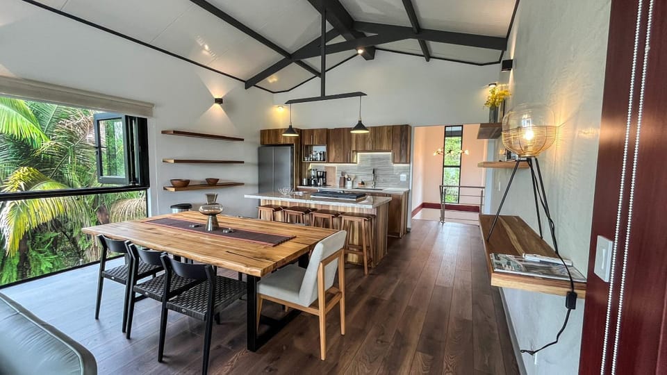 Kitchen or kitchenette, Living room, Dining area, River view