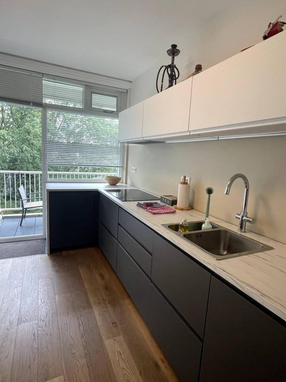 Kitchen or kitchenette, stove