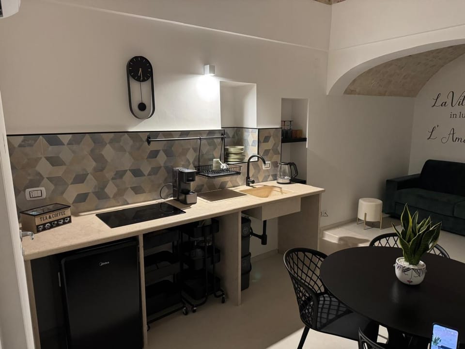 Kitchen or kitchenette, stove