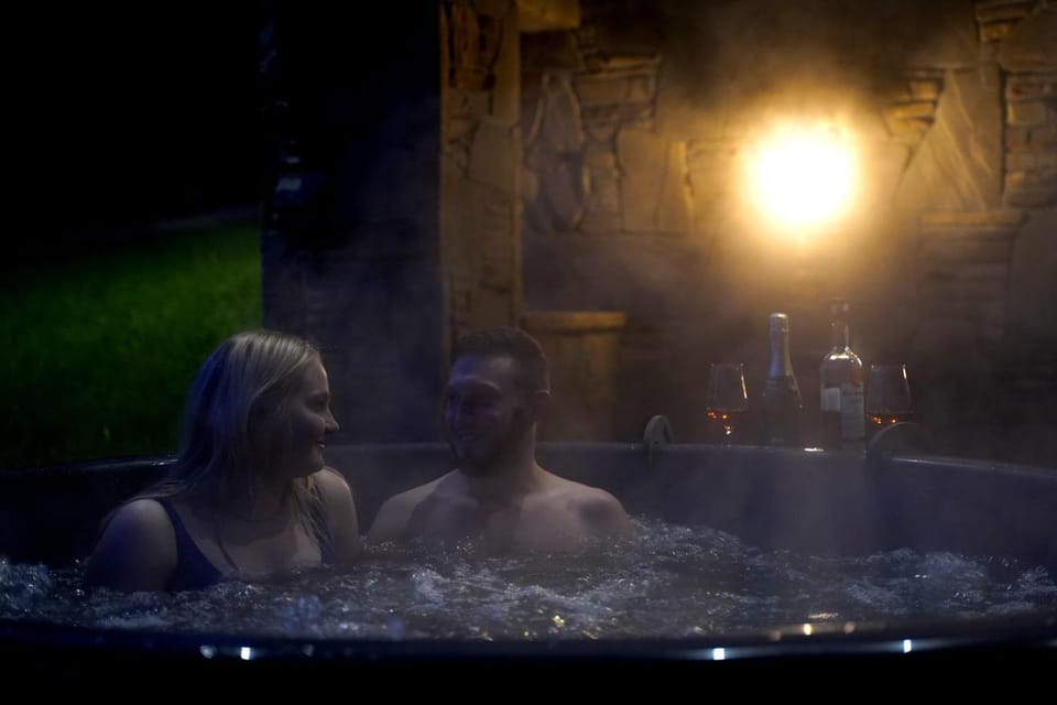 Night, Hot Tub, group of guests