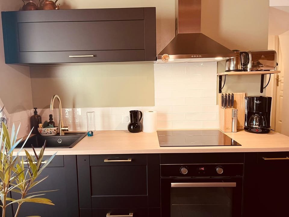 Coffee/tea facilities, Kitchen or kitchenette, stove, toaster
