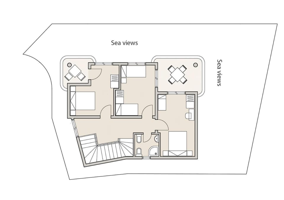 Shower, Bathroom, Balcony/Terrace, Floor plan, Bedroom, Sea view, children