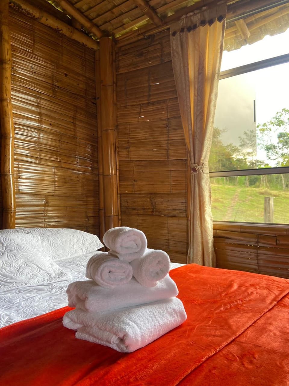 Bed, Photo of the whole room, Bedroom, towels