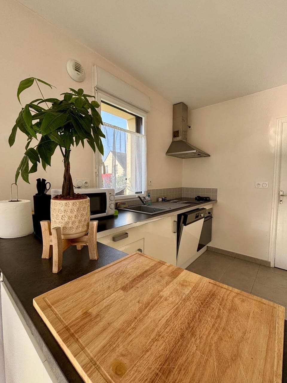 Kitchen or kitchenette, stove