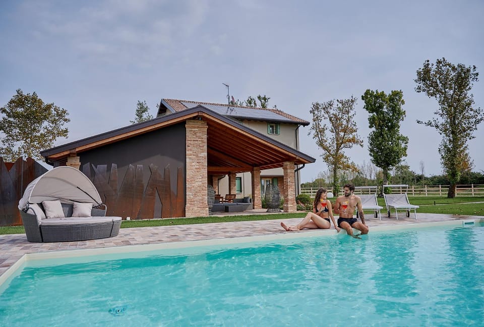 Property building, Living room, Swimming pool