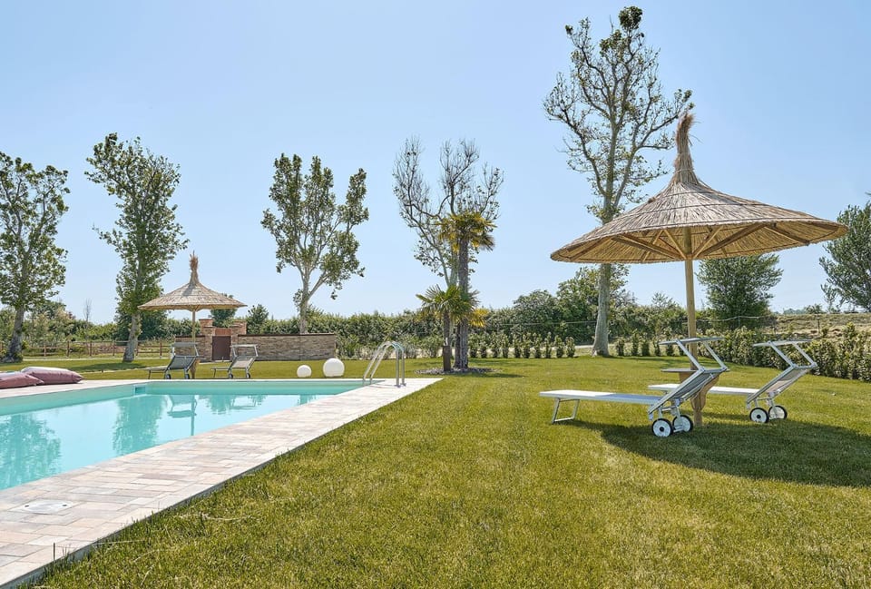 Property building, Living room, Swimming pool