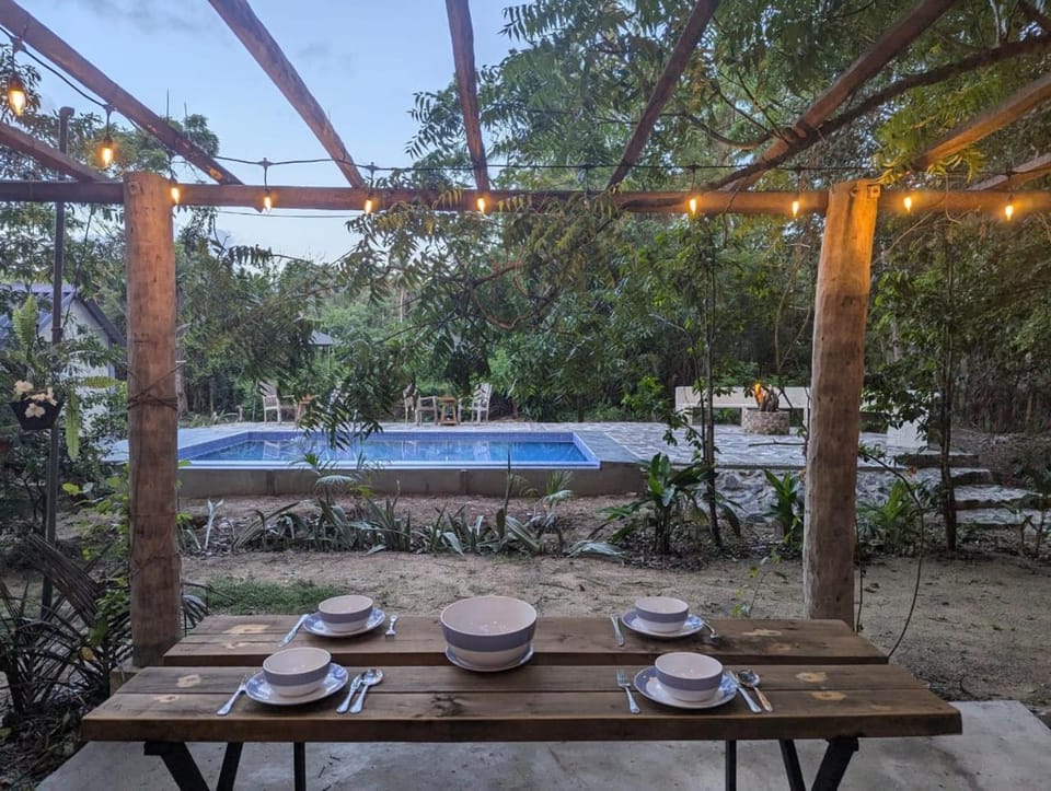 Natural landscape, Garden, Dining area, Garden view, Pool view, sunbed