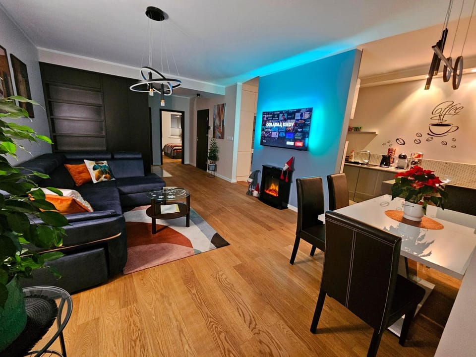 TV and multimedia, Kitchen or kitchenette, Living room, Seating area, Dining area, fireplace