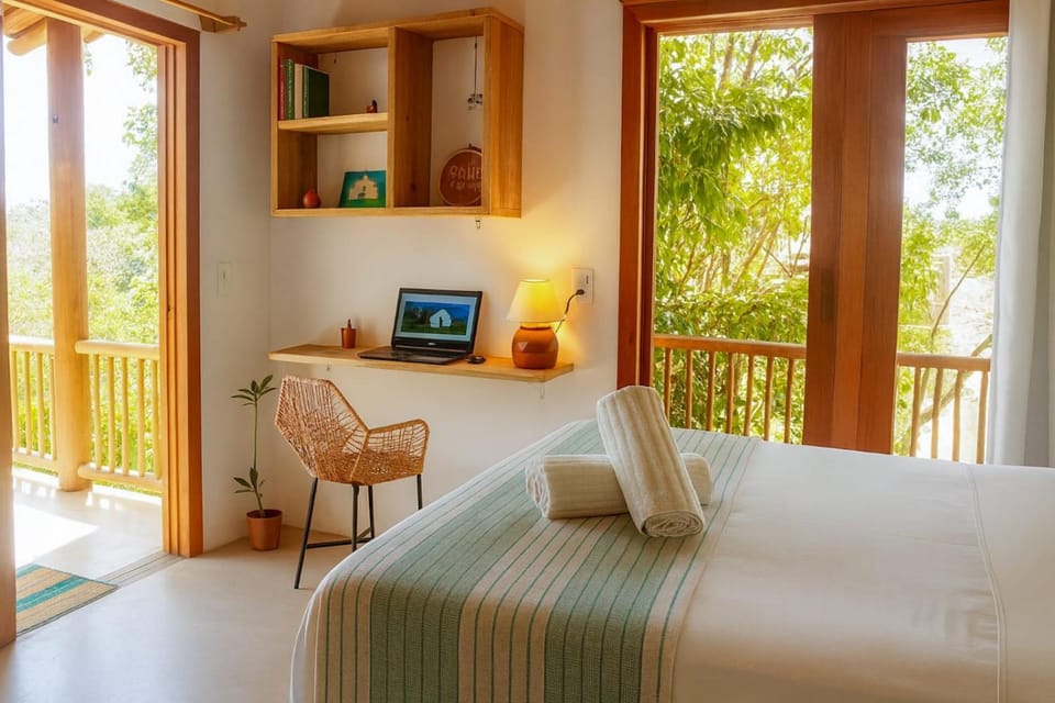 Bed, TV and multimedia, View (from property/room), Balcony/Terrace, Photo of the whole room, Bedroom