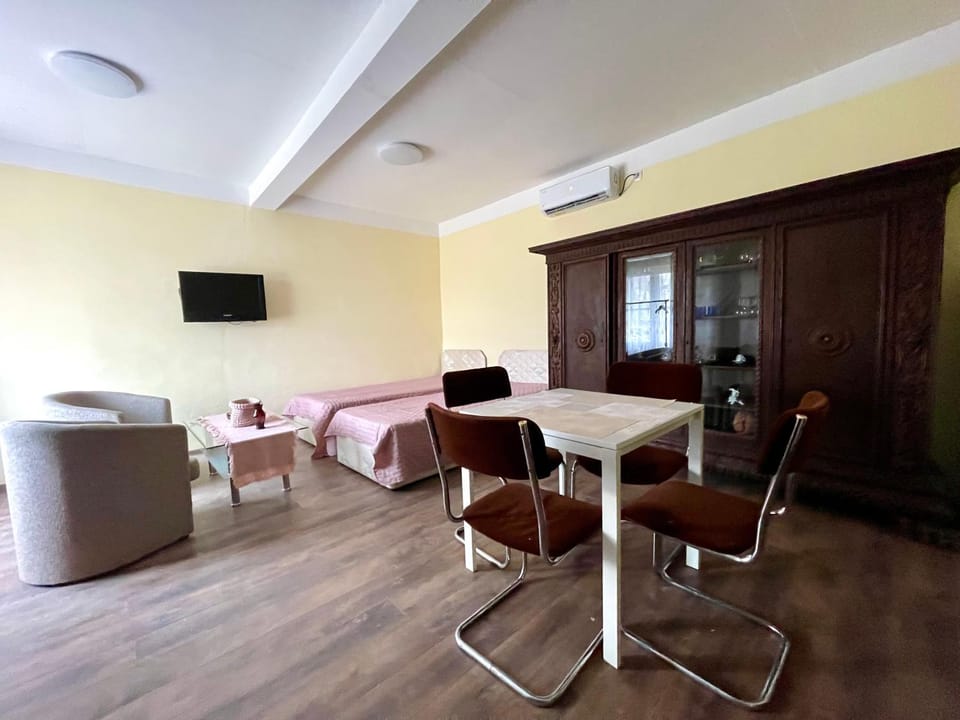 Communal lounge/ TV room, Bed, TV and multimedia, Living room, Seating area, Dining area, air conditioner
