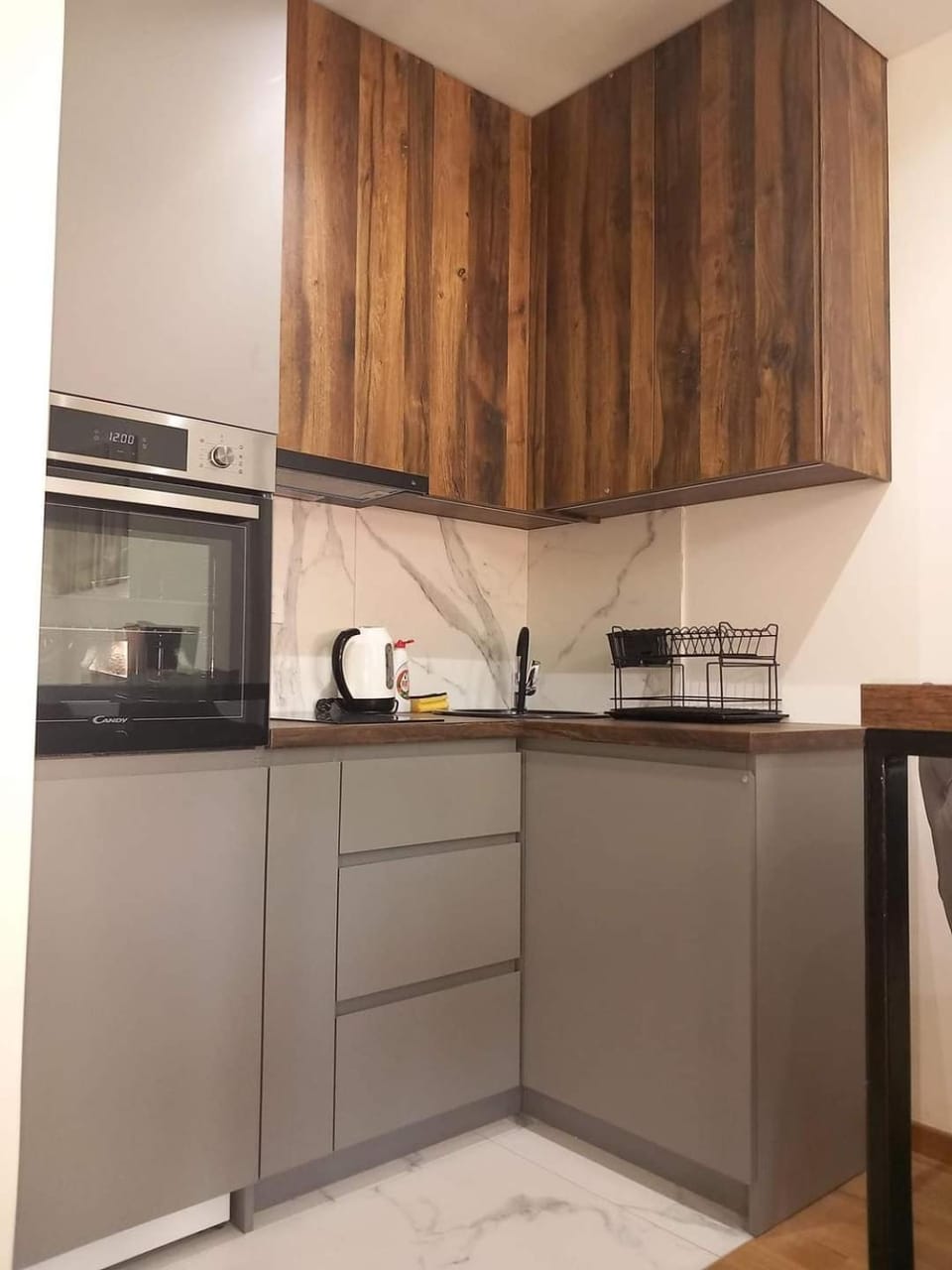 Kitchen or kitchenette, stove