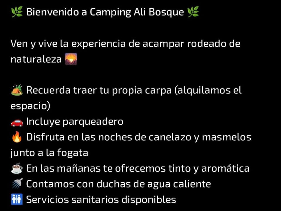 Camping Ali bosque Campground/ 
RV Resort in Boyaca