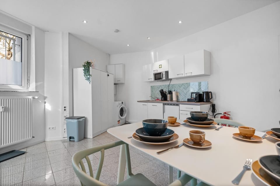 Kitchen or kitchenette, Dining area, washing machine, kitchen