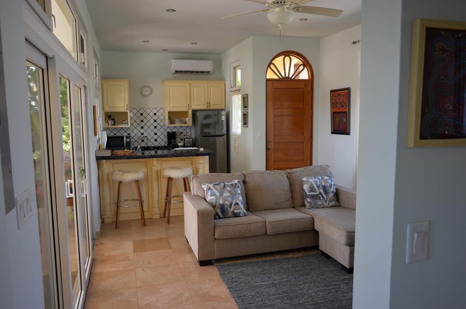Living room, Seating area, kitchen, air conditioner