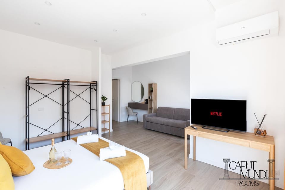 Bed, TV and multimedia, Living room, Photo of the whole room, Seating area, Evening entertainment, Bedroom, air conditioner