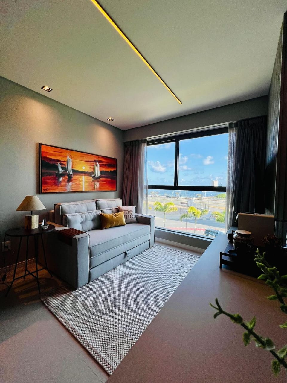 Living room, River view, Sea view