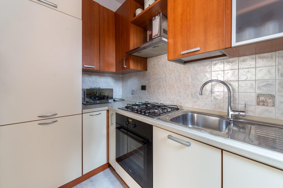 Kitchen or kitchenette, stove