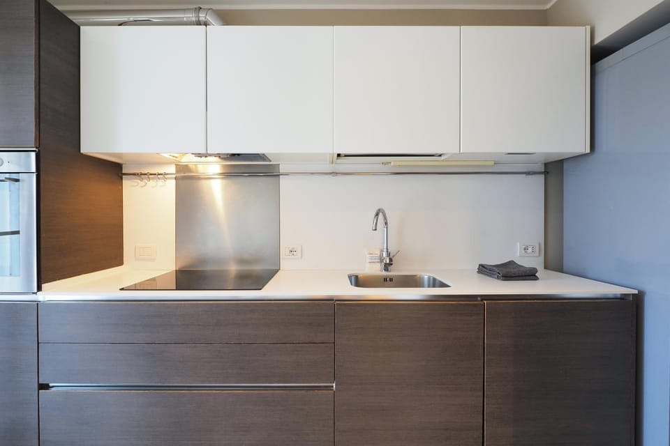 Kitchen or kitchenette, stove