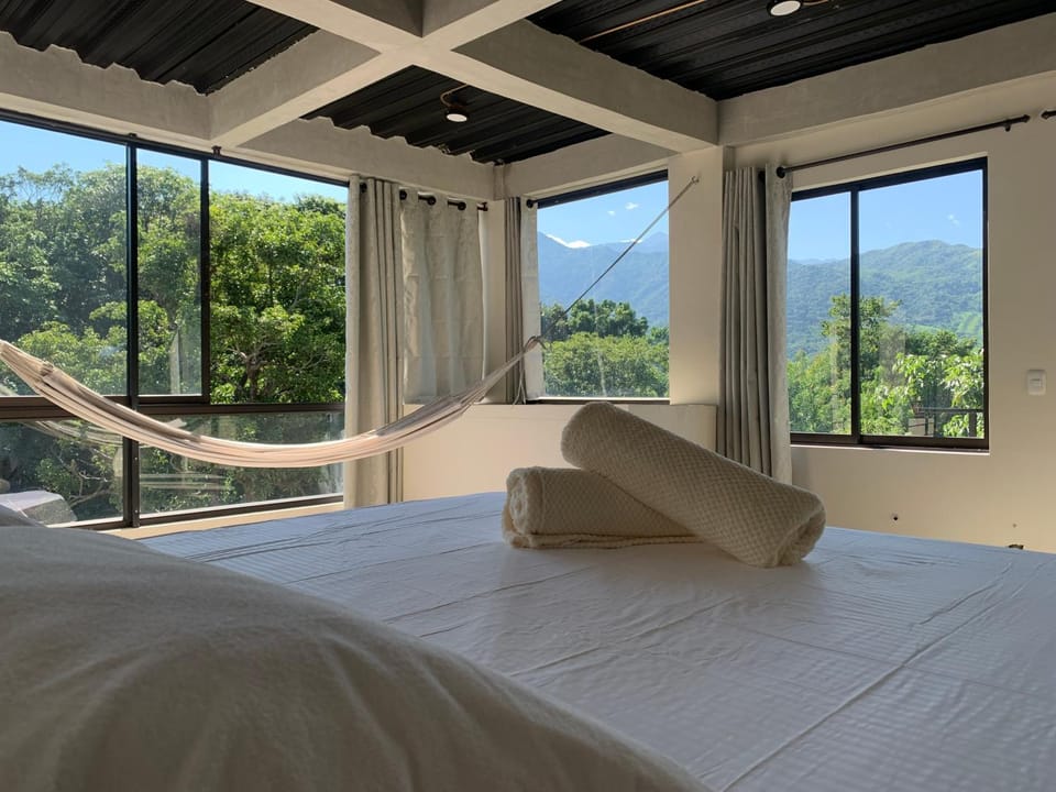 Bed, Natural landscape, Bedroom, Mountain view