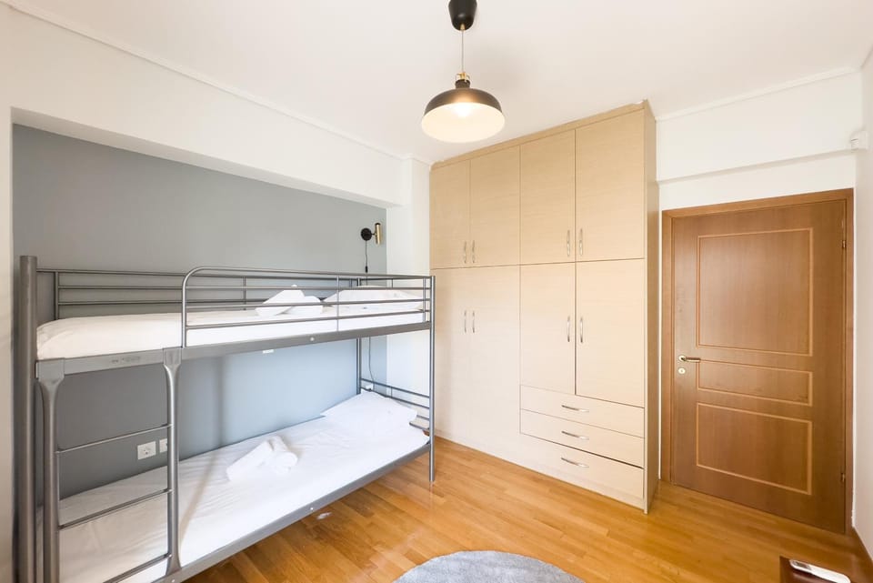 Bedroom, bunk bed, wardrobe
