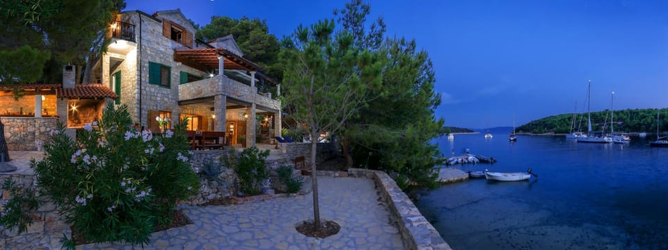 Property building, Night, Sea view