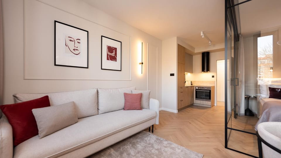 Bed, Kitchen or kitchenette, Living room, Photo of the whole room, Seating area, stove