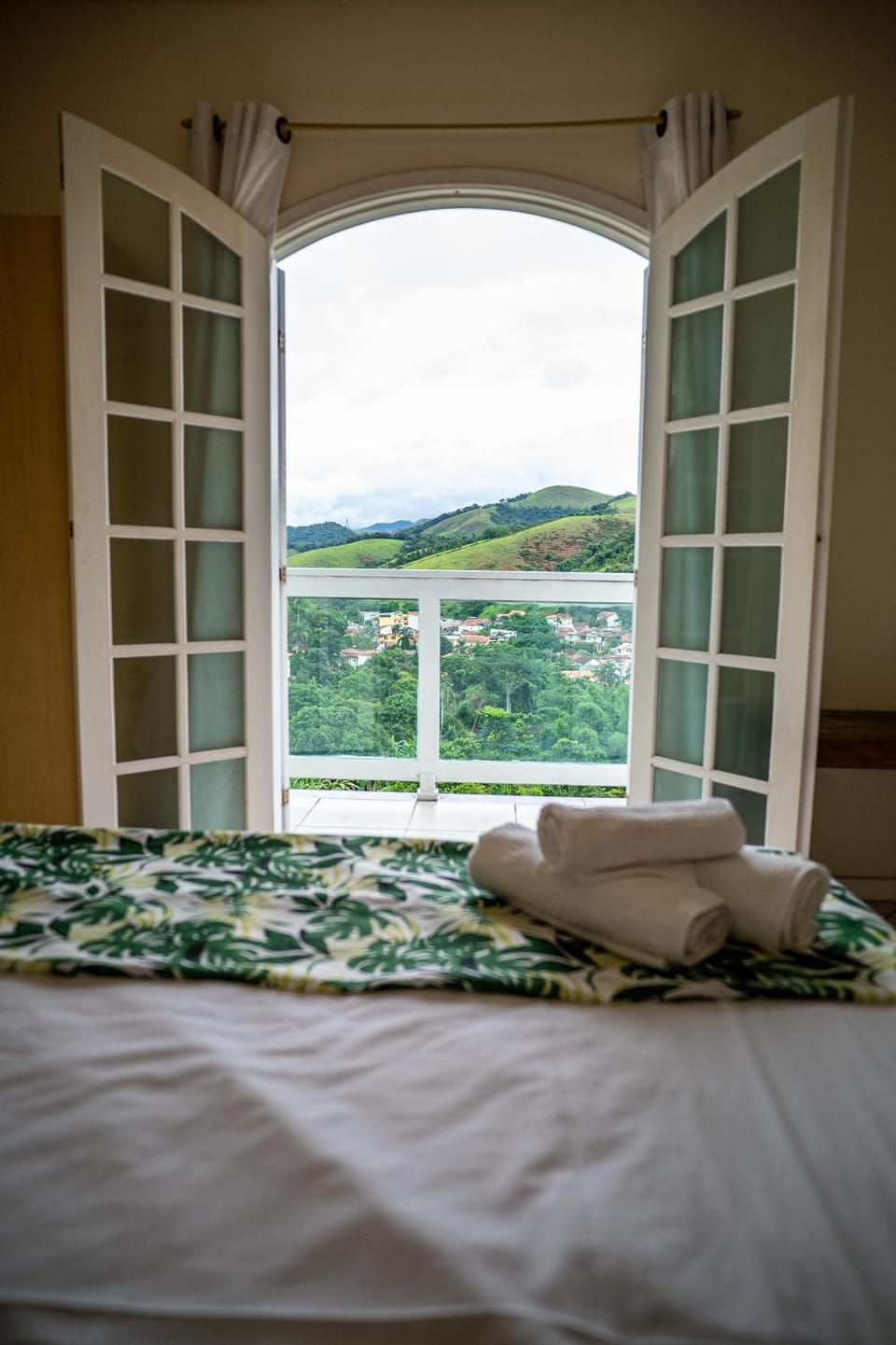 Bed, Natural landscape, Bedroom, Mountain view