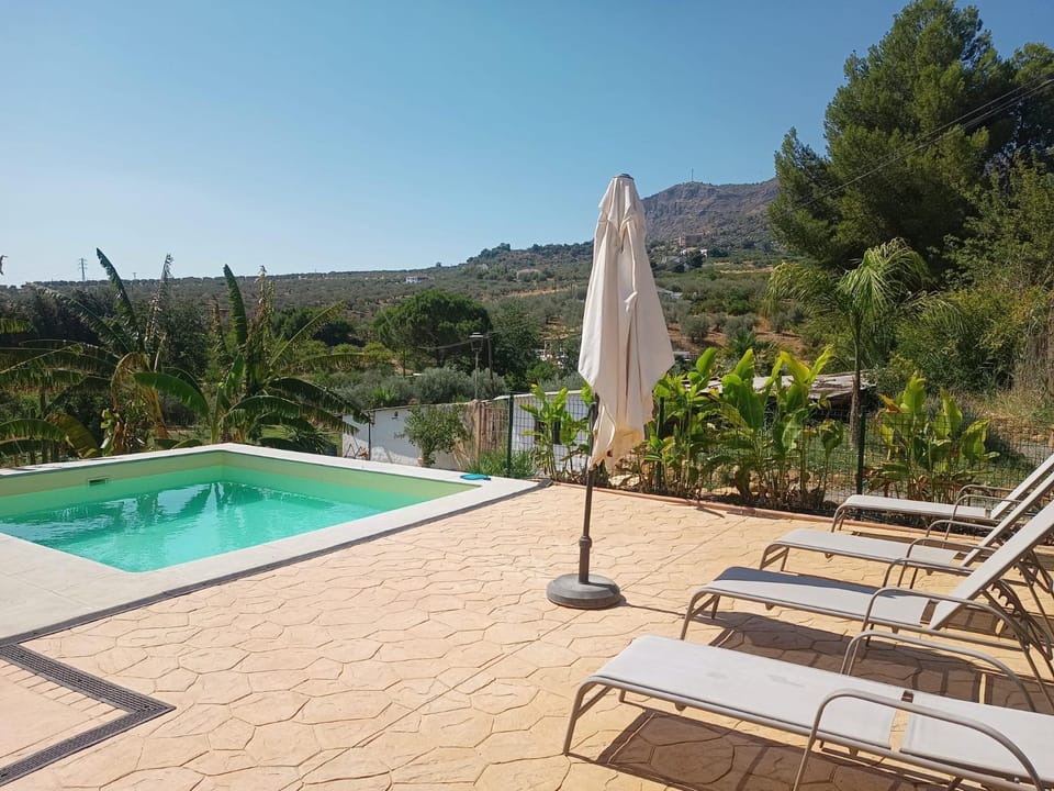Swimming pool, sunbed