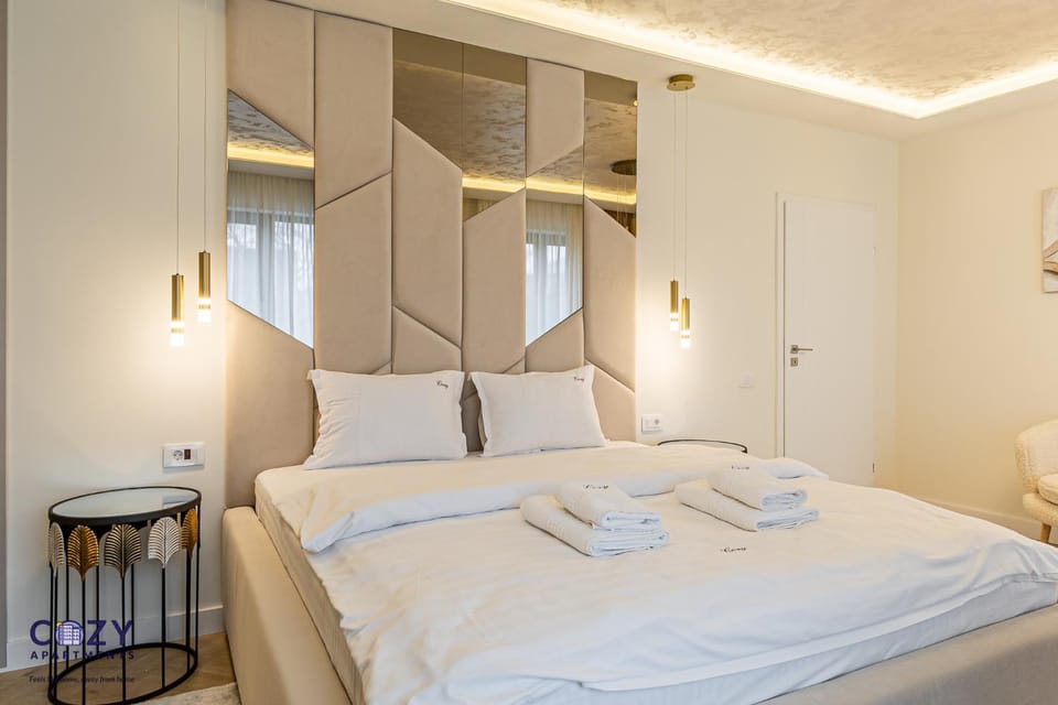 Bed, Photo of the whole room, Bedroom, towels, wardrobe