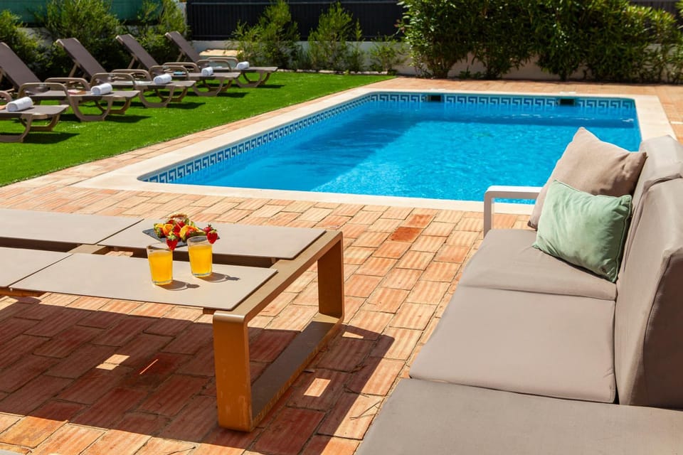 Patio, Seating area, Pool view, Swimming pool, sunbed