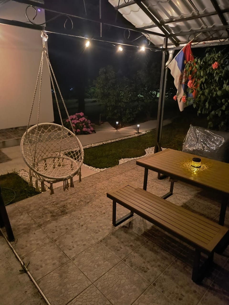 Night, Garden, Seating area, Garden view