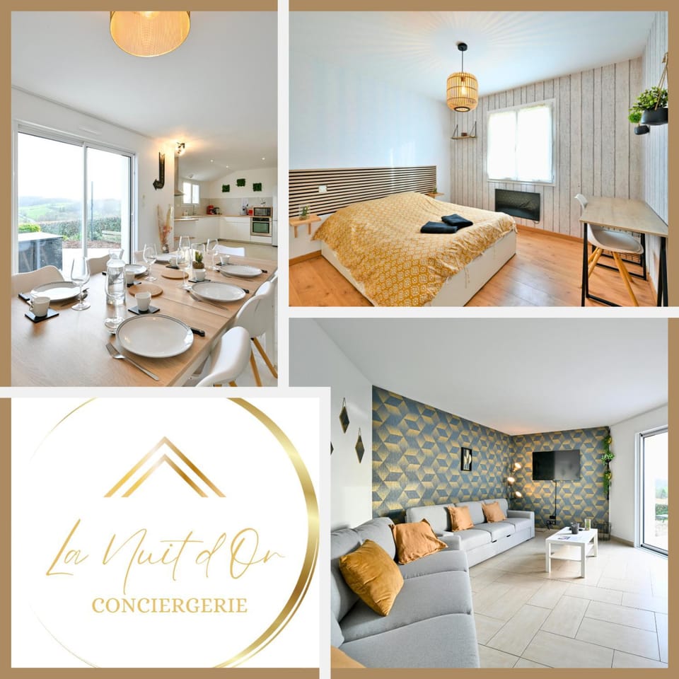 Bed, Property logo or sign, Living room, Photo of the whole room, Seating area, Dining area, Bedroom
