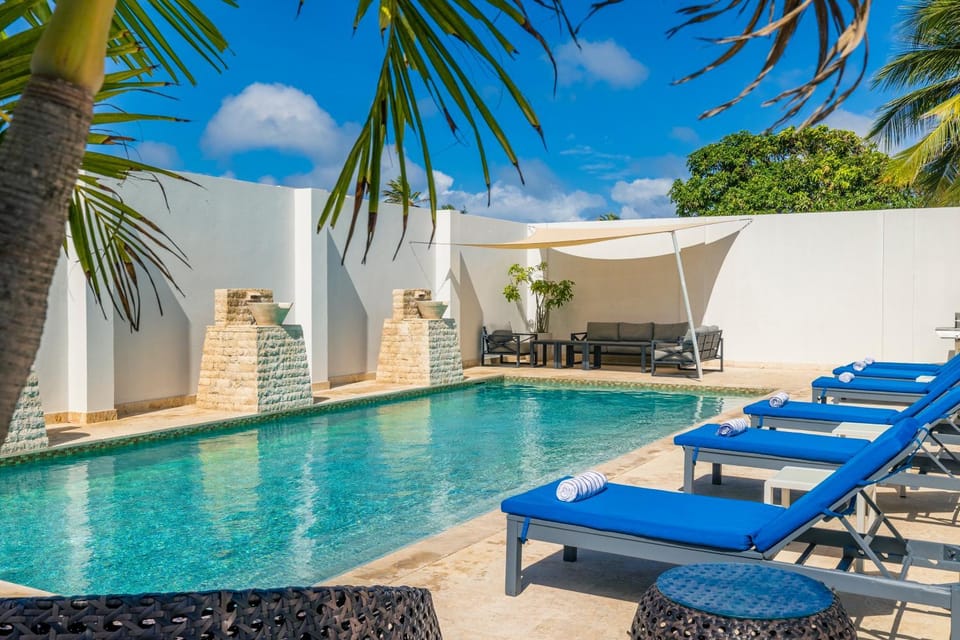 Patio, Day, Natural landscape, Pool view, Swimming pool, sunbed