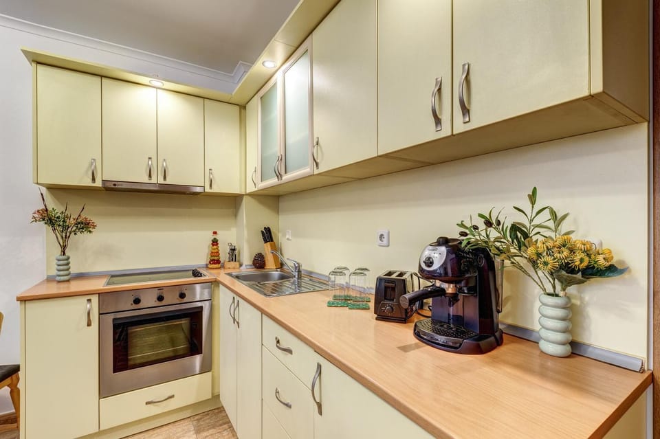 Kitchen or kitchenette, stove, kitchen