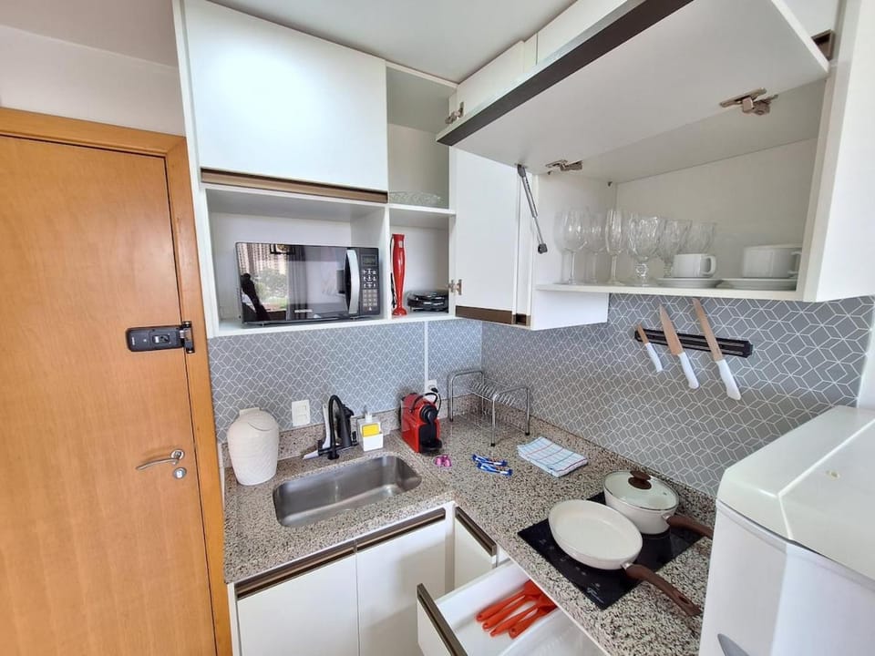 Kitchen or kitchenette, stove