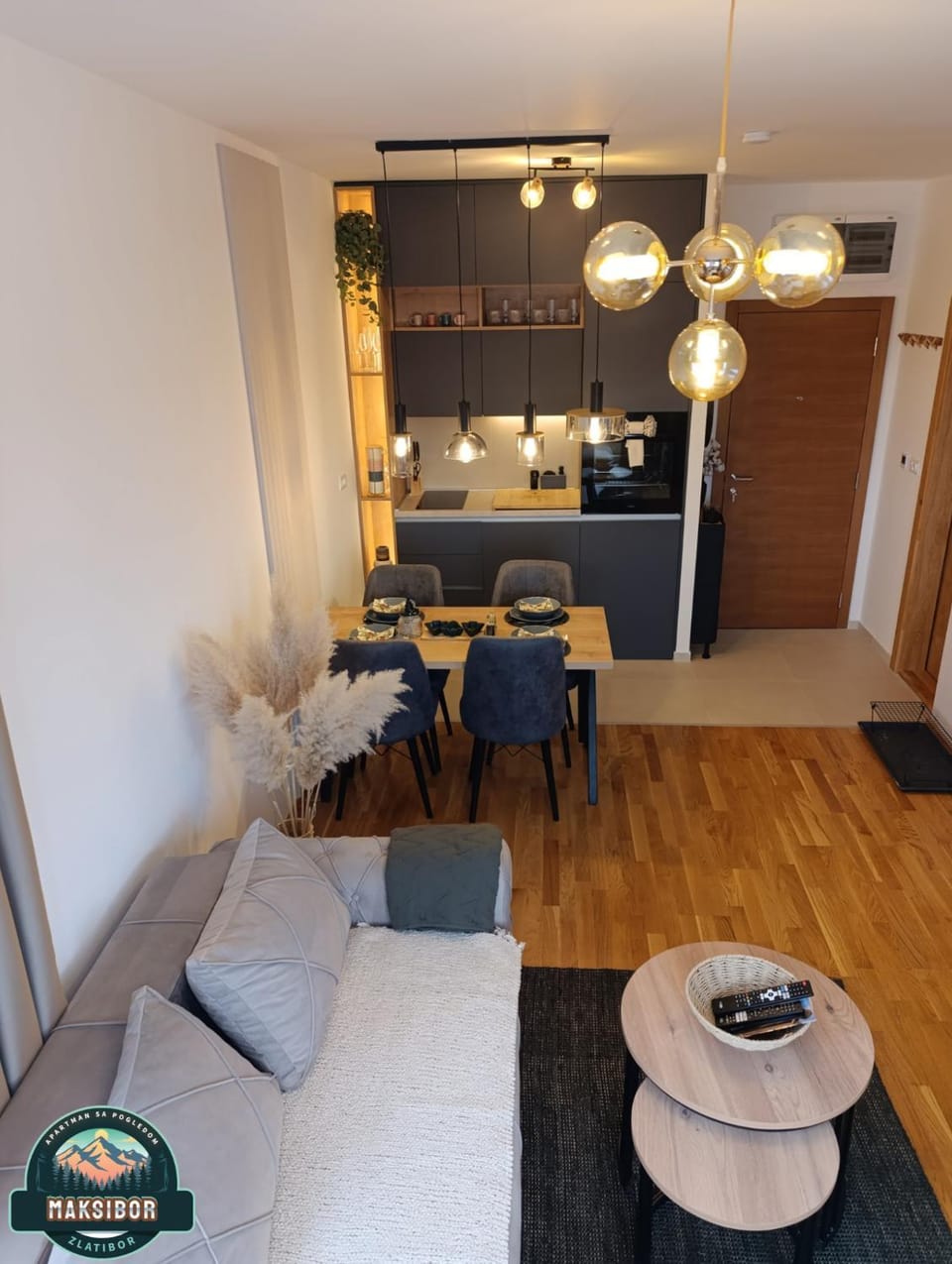 Kitchen or kitchenette, Living room, Seating area, stove
