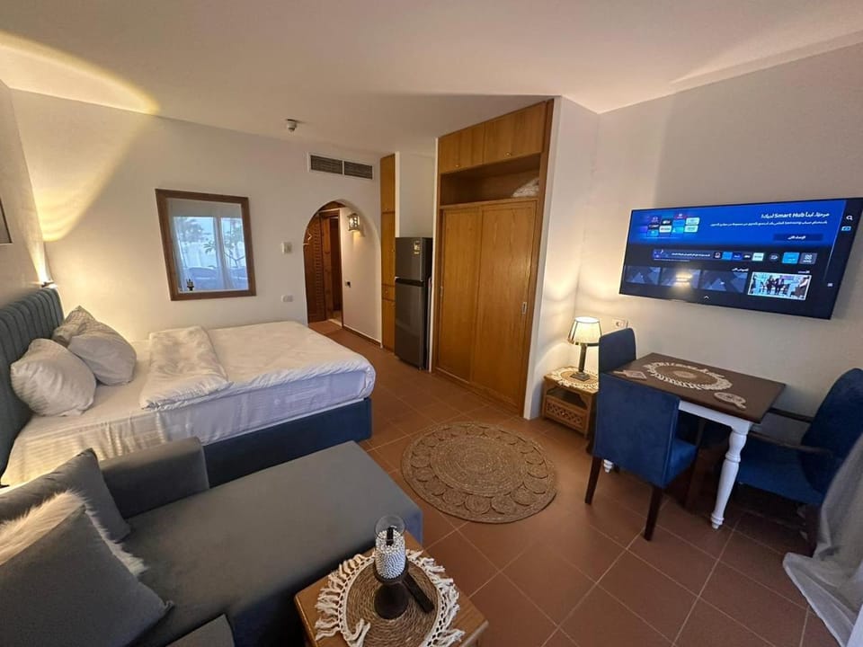 Communal lounge/ TV room, Bed, TV and multimedia, Living room, Photo of the whole room, Seating area, Bedroom