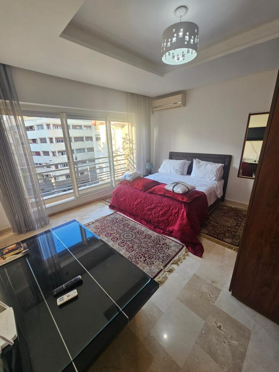 Bed, Photo of the whole room, Bedroom, heating, towels, wardrobe, air conditioner
