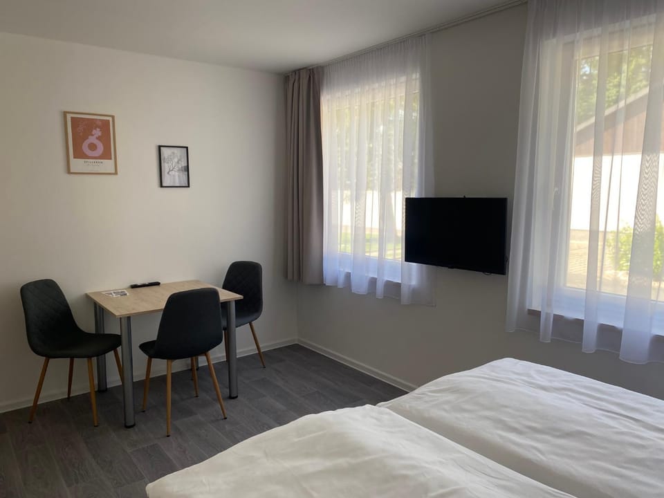 Bed, TV and multimedia, Seating area, Bedroom
