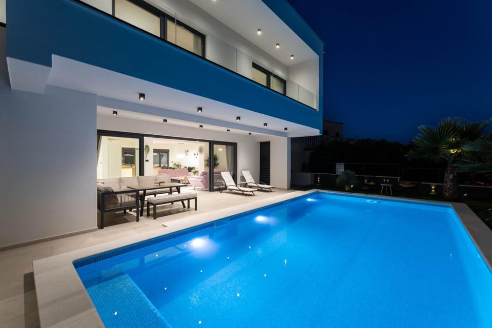 Patio, Night, Pool view, Swimming pool, Swimming pool