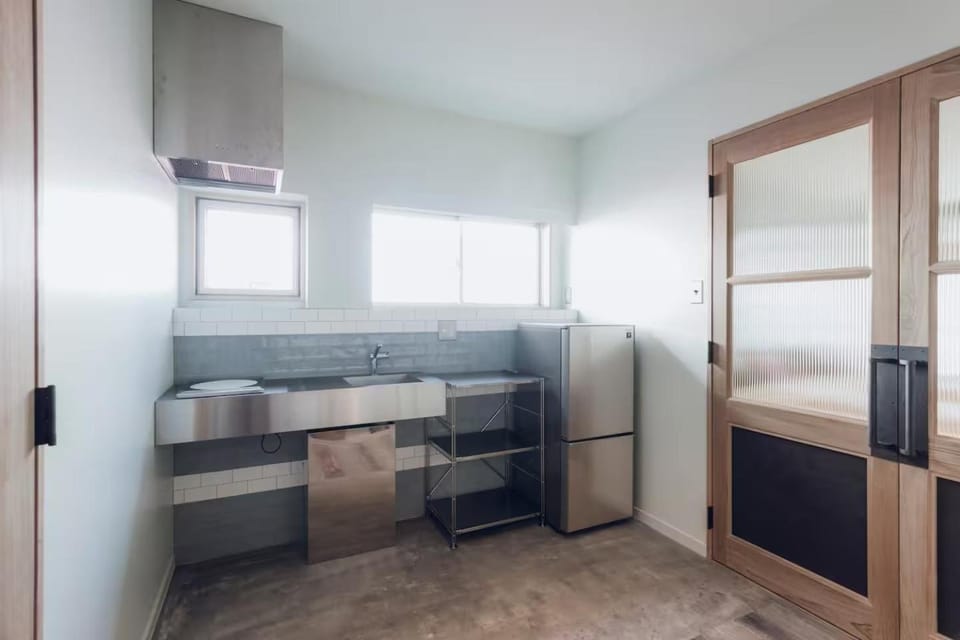 Kitchen or kitchenette, stove