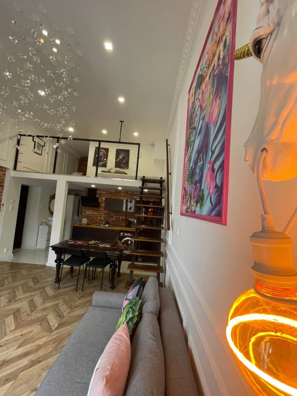 Kitchen or kitchenette, Living room, Seating area