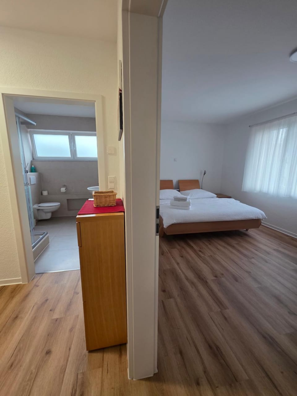 Bed, Photo of the whole room, Bedroom, towels, wardrobe